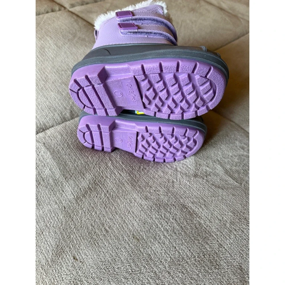 Cat & Jack Toddler Girls Purple Faux Fur Lined Winter Duck Boots Size 7 NWT